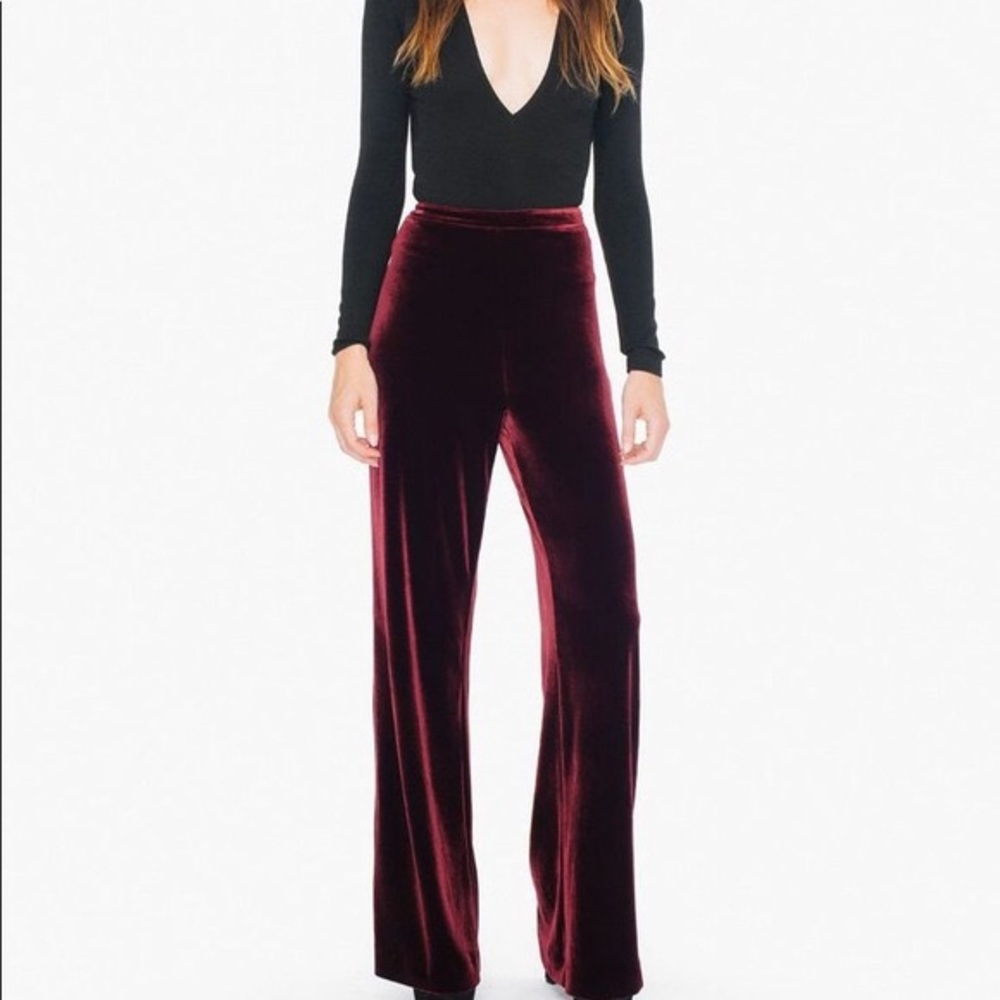 American Apparel Velvet Wide Leg Pants - Black S